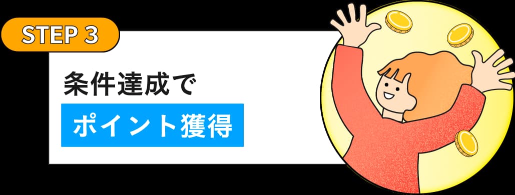 STEP3：サービス利用の条件達成でポイントを獲得